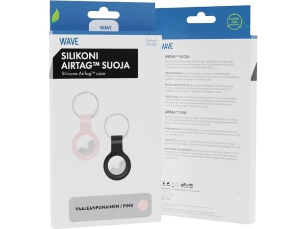 Wave silikonbeskytter med nøkkelring, Apple AirTag, rosa