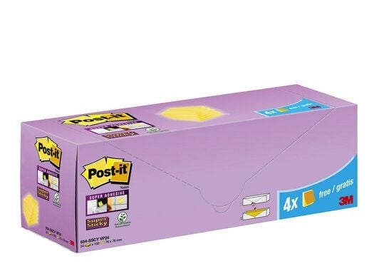 Post-it Super Sticky Notes 76 x 76 mm gul, 24-pack