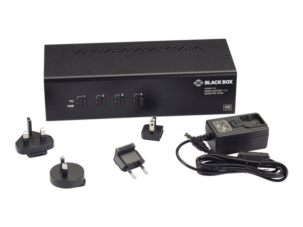 Black Box KV6224DPH - Omkopplare för tangentbord/video/mus/ljud - 4 x KVM/ljud - 1 lokal användare - skrivbordsmodell - TAA-kompatibel
