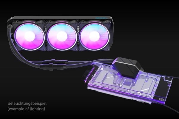 Alphacool Eiswolf 2 AIO, Alt-i-ett væskekjøler, 12 cm, 119,8 m³/t, Sort, Gjennomsiktig