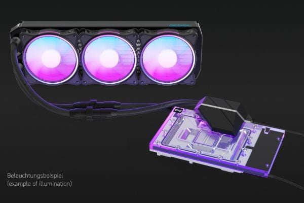 Alphacool Eiswolf 2 AIO, Alt-i-ett væskekjøler, 12 cm, 119,8 m³/t, Sort, Gjennomsiktig