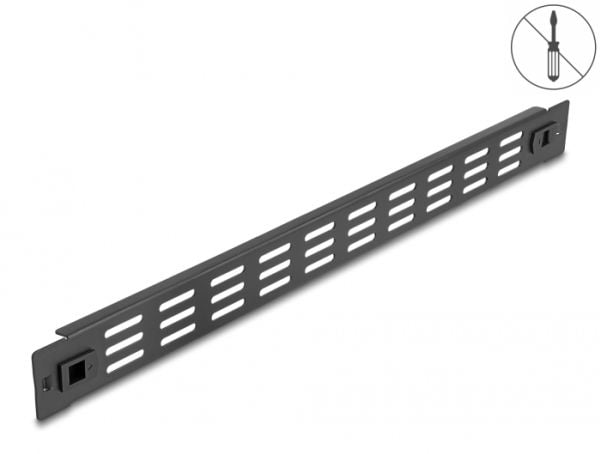 Delock - Rackpanel - med ventlasjonsspor - svart - 1U - 19"