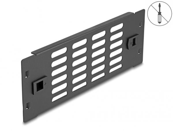 Delock - Rackpanel - with ventilation slots, tool free - svart - 2U - 10"