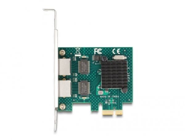 Delock - Nettverksadapter - PCIe 2.0 lav profil - Gigabit Ethernet x 2