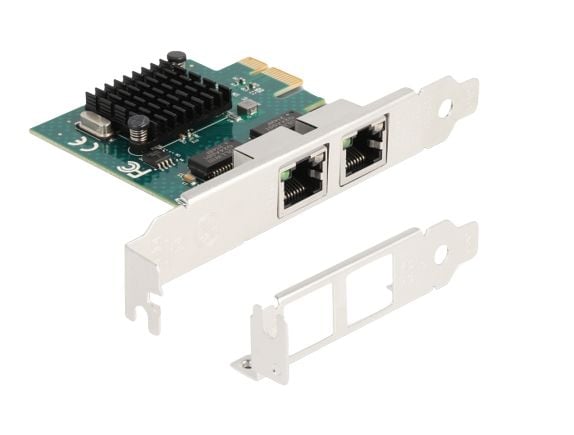 Delock - Nettverksadapter - PCIe 2.0 lav profil - Gigabit Ethernet x 2