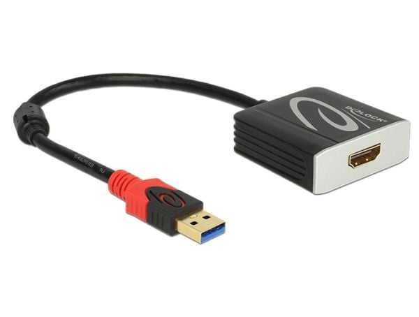 Delock Adapter USB 3.0 Type-A male > HDMI female - Ekstern videoadapter - USB 3.0 - HDMI - svart
