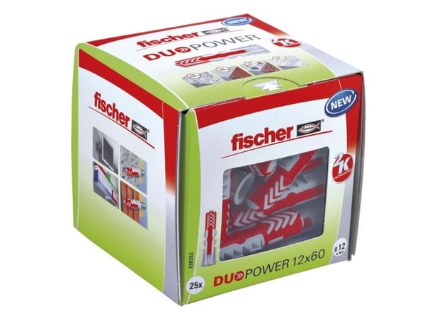Fischer DUOPOWER 12 x 60, Expansionsankare, Betong, Metall, Grå, 60 mm, 1,2 cm