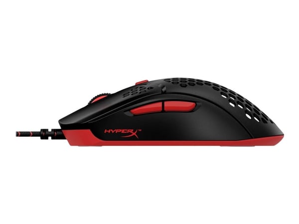 HyperX Pulsefire Haste – pelihiiri (musta-punainen), Molempikätinen, Optinen, USB A-tyyppi, 16000 DPI, Musta, Punainen