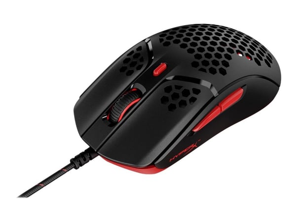 HyperX Pulsefire Haste – pelihiiri (musta-punainen), Molempikätinen, Optinen, USB A-tyyppi, 16000 DPI, Musta, Punainen