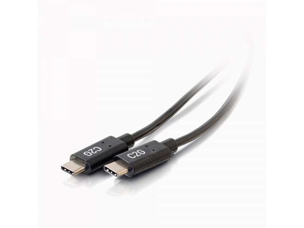 C2G 1.8m (6ft) USB C Cable - USB 2.0 (3A) - M/M USB Type C Cable - Black - USB-kabel - USB-C (hann) til USB-C (hann) - USB 2.0 - 3 A - 1.8 m - svart