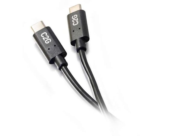 C2G 1.8m (6ft) USB C Cable - USB 2.0 (3A) - M/M USB Type C Cable - Black - USB-kabel - USB-C (hann) til USB-C (hann) - USB 2.0 - 3 A - 1.8 m - svart