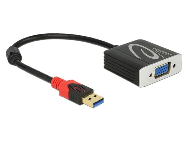 Delock USB 3.0 Type-A male > VGA female - Ekstern videoadapter - USB 3.0 - D-Sub - svart - løsvekt