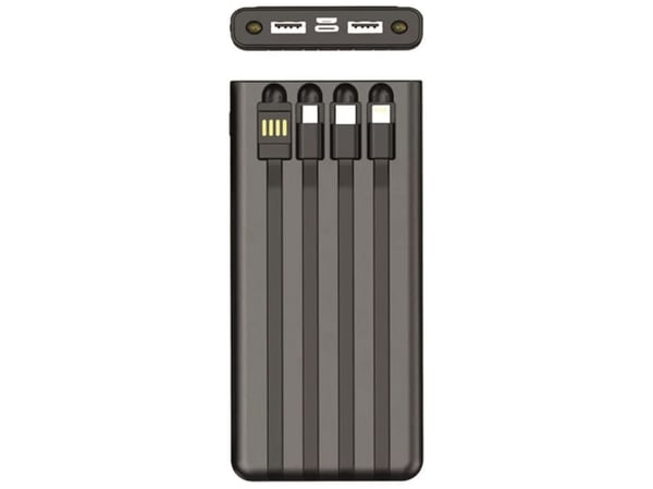 2GO Powerbank Solar 10000mAh musta LED-taskulampulla varustettuna