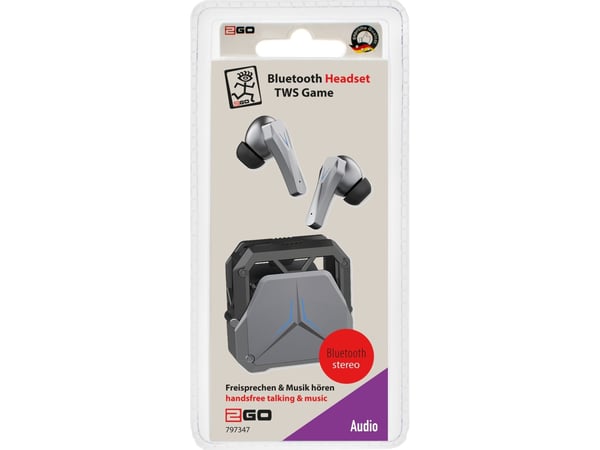 Øretelefoner 2GO 2GO 797347 øretelefoner/hodetelefoner True Wireless Stereo (TWS) In-Ear Bluetooth-samtaler/Musikkgrå