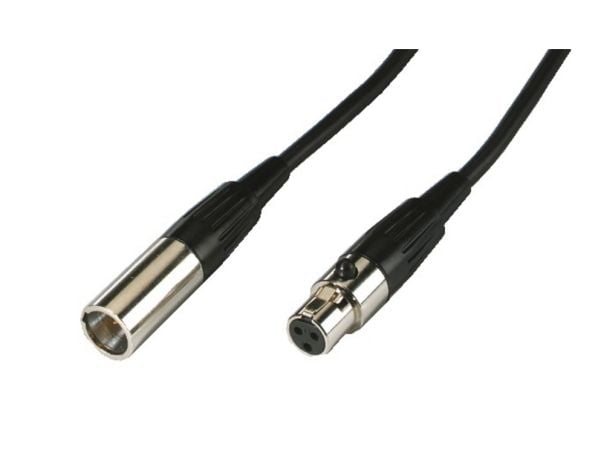 Monacor MCM-500/SW, mini XLR (3-pin), Hankjønn, mini XLR (3-pin), Hunkjønn, 5 m, Sort