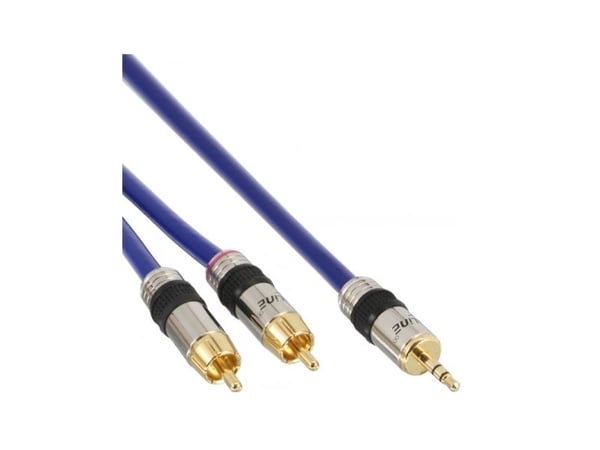 InLine 4043718032006, 2 x RCA, Hanstik, 3.5mm, Hanstik, 2 m, Blå
