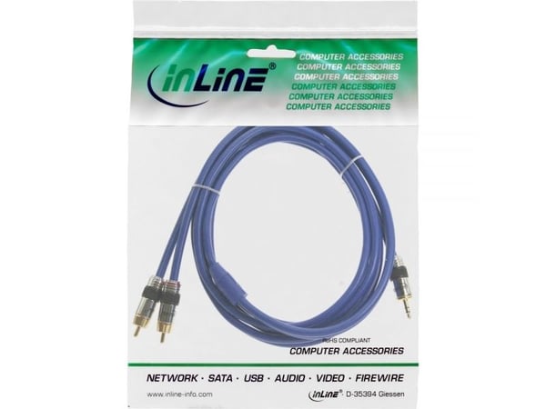 InLine 4043718032006, 2 x RCA, Hanstik, 3.5mm, Hanstik, 2 m, Blå
