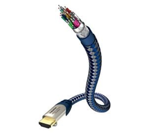 in-akustik Premium High Speed HDMI Cable With Ethernet - HDMI-kabel med Ethernet - HDMI hann til HDMI hann - 2 m - trippel beskyttelse - blå, sølv ...