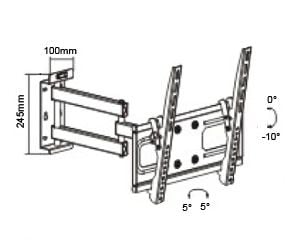 SUNNE 23-42-EAX, 58,4 cm (23"), 106,7 cm (42"), 400 x 400 mm, 400 x 400 mm, -10 - 0°, Sort