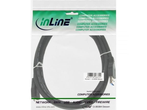 InLine 35410, 1 m, USB A, Micro-USB B, USB 3.2 Gen 1 (3.1 Gen 1), 5000 Mbit/s, Musta