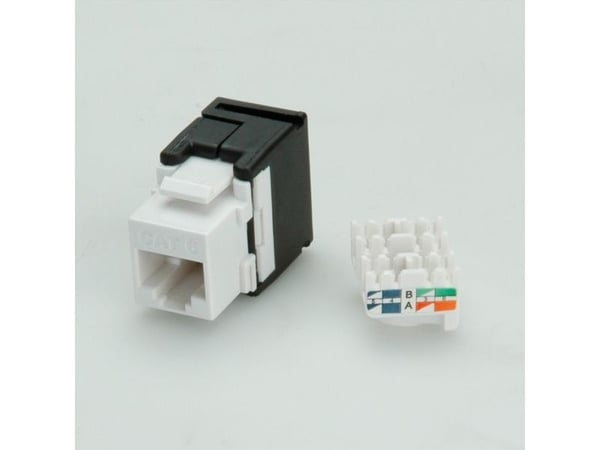 VALUE Keystone Jack, Cat.6, RJ-45, unshielded, 180°, toolless white, Hvit