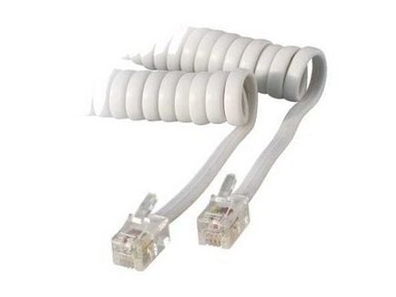 Telefonrør spiralkabel 2x 4P4C hvit 2,0 m