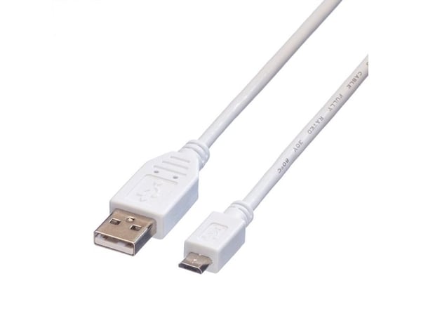 VALUE 11998751, 0,15 m, USB A, Micro-USB B, USB 2.0, 0,48 Gbit/s, Valkoinen