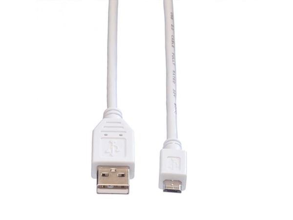 VALUE 11998751, 0,15 m, USB A, Micro-USB B, USB 2.0, 0,48 Gbit/s, Valkoinen