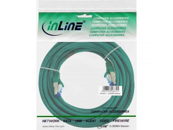 InLine 4043718088706, 10 m, Cat6a, S/FTP (S-STP), RJ-45, RJ-45, Grønn