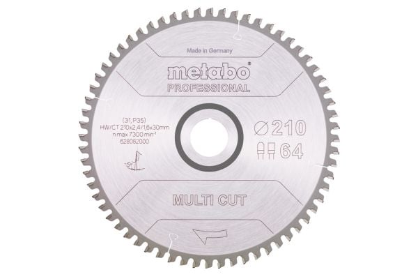 Metabo 628082000, Aluminium, Bronse, Kopper, Laminat, Plast, Tre, 21 cm, 3 cm, Tungsten Carbide Tipped (TCT), 1,6 mm, 7300 RPM