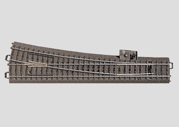 Märklin høyrehånds sporveksel med bred radius, 15 år, Grå