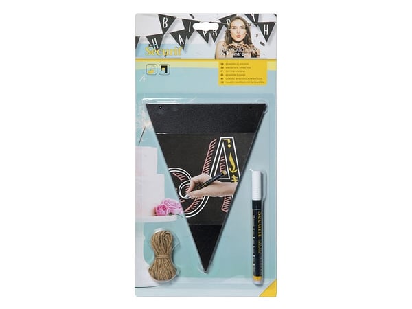Securit FB-FLAG, 450 x 300 mm, Melamine, Harpiks, Velcro mappe, Svart