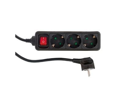 REV 0512371555, 1,4 m, 3 AC-pistorasia(a), Sisätila, Musta, 250 V, 50 Hz