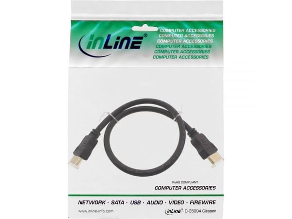 InLine 4043718210787, 0,5 m, HDMI Typ A (standard), HDMI Typ A (standard), 3D kompatibilitet, Ljudreturkanal (ARC), Svart