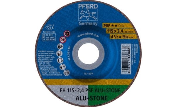 PFERD 4007220163665, Metallkuttende skive, Betong, Metall, Stein, 13300 RPM, Flerfarget, 11,5 cm, 2,4 mm