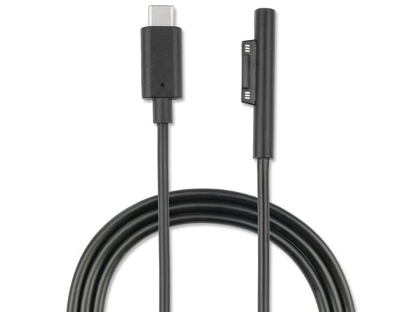 4smarts 468683, Synkroniserings-/ladekabel, Microsoft, Surface Pro 6 Pro 5 Pro 4 Pro 3, Surface Book, Surface Go, Surface Laptop, Svart, 1 m, 20 g