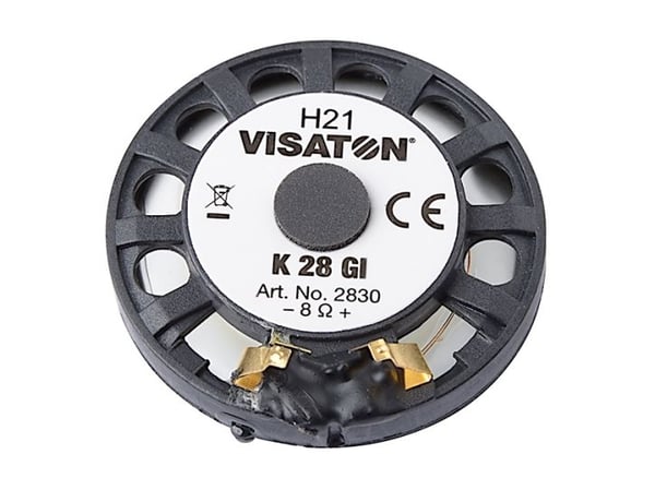 Visaton K 28 GI, 0,5 W, rund, 1 W, 8 ohm (O), 500 - 7000 Hz, 730 Hz