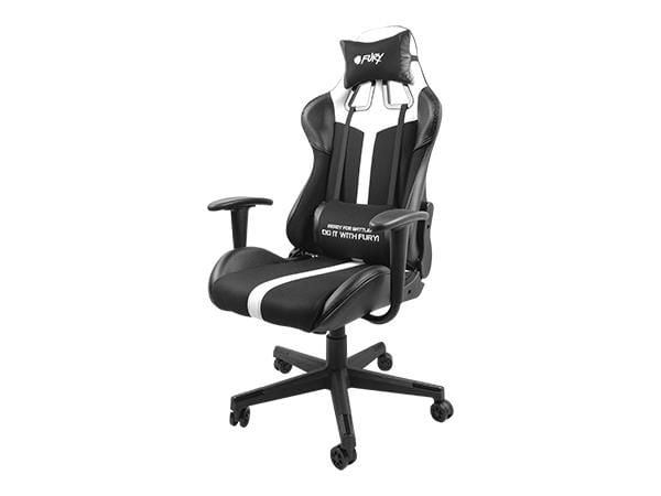 FURY AVENGER XL, Universal gaming-stol, 150 kg, Polstret Sete, Polstret Rygg, Universell, Sort/Hvitt