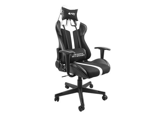 FURY AVENGER XL, Universal gaming-stol, 150 kg, Polstret Sete, Polstret Rygg, Universell, Sort/Hvitt
