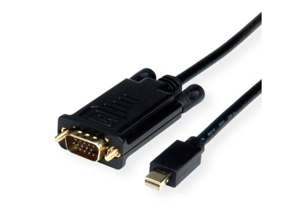 ROLINE 04/11/5978, 3 m, Mini DisplayPort, VGA (D-Sub), Hankjønn, Hankjønn, Rett