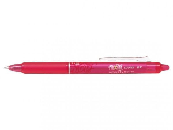 Pilot FriXion Ball Clicker - Rulleballpenn - rosa - 0.7 mm - fin - retraktil - med viskelær