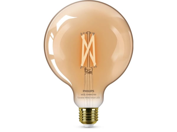 Philips Smart - LED-filamentlyspære - form: G125 - E27 - 7 W (ekvivalent 50 W) - klasse F - varm til kjølig hvitt lys - 2000-5000 K - ravgul