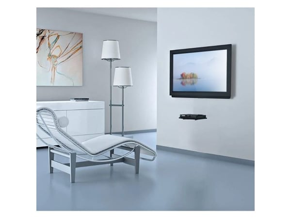 TECHly - Hylle - for lyd/video-komponenter - stål, herdet glass - svart - veggmonterbar