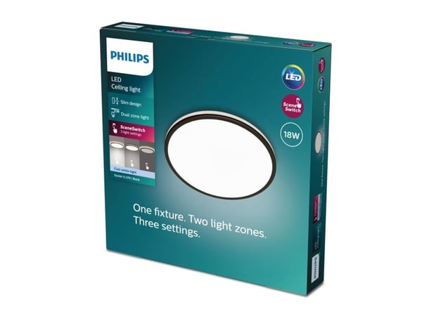 Philips Toiminnollinen Kattovalaisin, LED, Ei vaihdettavissa oleva hehkulamppu, 4000 K, 2000 lm, IP20, Musta