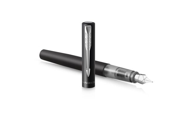 Parker Vector XL, Svart, Påfyllning med bläckpatronssystem, Blå, Rostfritt stål, Medium, Ambidextrous