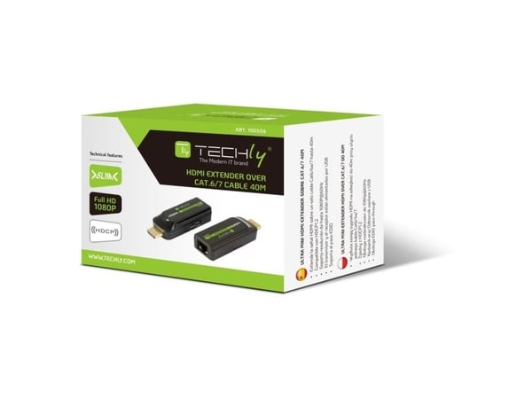 Techly IDATA EXT-E70S, AV-sender og -mottaker, 40 m, Sort, HDCP