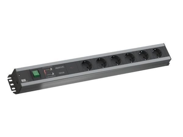 Bachmann 300.012, 2 m, Sisätila, Kulmikas, 1,5 mm², Alumiini, Musta, 6 AC-pistorasia(a)