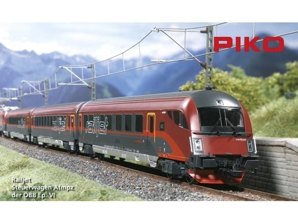 PIKO Railjet Control Car ÖBB VI, H0 (1:87)/TT (1:120), 14 år, Sort, Rød, 1 stykker