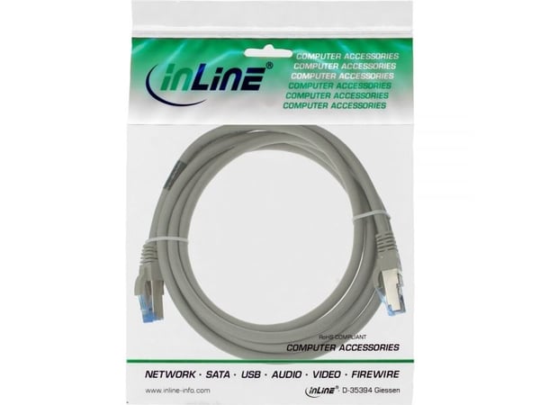 InLine 4043718088621, 1 m, Cat6a, S/FTP (S-STP), RJ-45, RJ-45, Grå