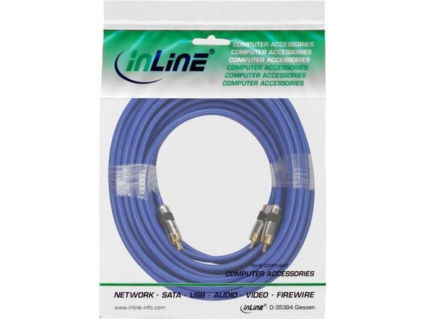 InLine 4043718018208, 2 x RCA, Hankjønn, 2 x RCA, Hankjønn, 10 m, Blå